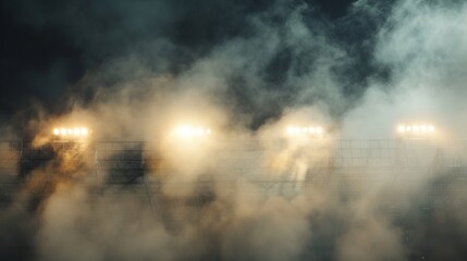 Stadium lights shining through a thick veil of smoke  AI generated illustration