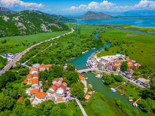 Aerial view of Virpazar village in Montenegro © dudlajzov