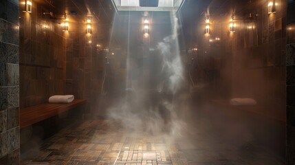 Steam showers envelop you in a warm mist  AI generated illustration - obrazy, fototapety, plakaty