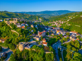 Panorama view of Jajce fortress in Bosnia and Herzegovina