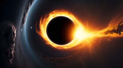 a black hole and its event horizon in space