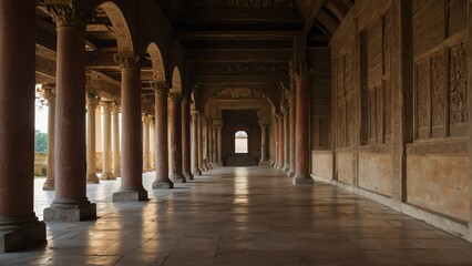 walkway interior of ancient royal palace from Generative AI