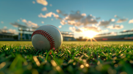 A baseball on the field. baseball in grass - 779294785