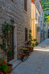Narrow street in the old town of Ston, Croatia