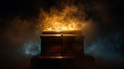 The Ark of the Covenant portrayed as a glowing box a AI generated illustration - obrazy, fototapety, plakaty