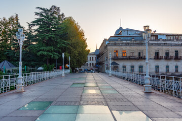 Naklejka premium Rioni river passing through center of Kutaisi, Georgia