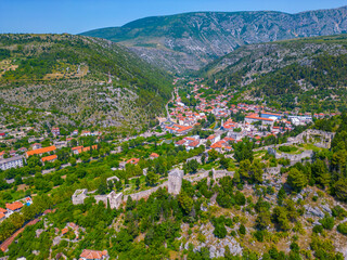 Fototapeta na wymiar Panorama view of the old and new town of Stolac in Bosnia and Herzegovina