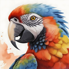 Fototapeta premium Close up of colorful macaw parrot face illustration.