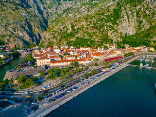 Aerial view of town Kotor in Montenegro