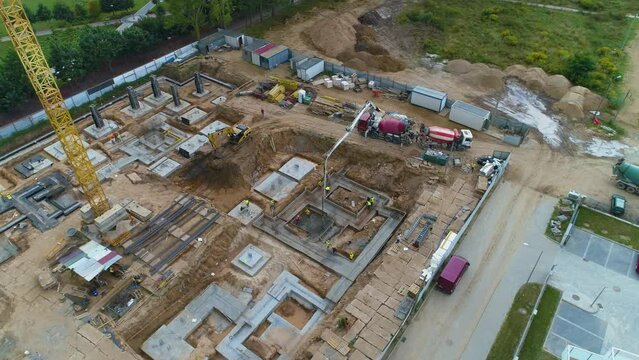 Construction Of Skyscrapers Lomza Budowa Wiezowce Centrum Park Aerial Poland