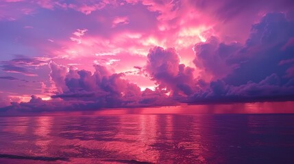 The power of pink and purple clouds evoking a sense   AI generated illustration - obrazy, fototapety, plakaty