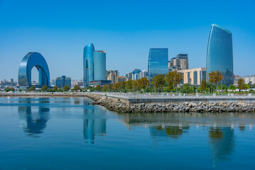 Summer day at the waterfront of Baku, Azerbaijan