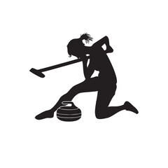 Female athlete playing curling