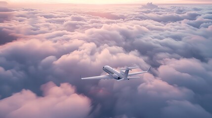 The tranquil scene of a white aircraft gracefully na AI generated illustration