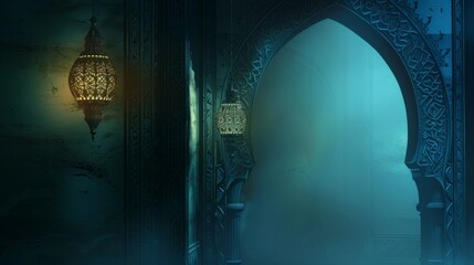 Mystical doorway in a luminous palace hall