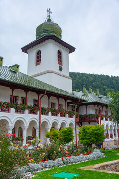 Agapia monastery during a cloudy day in Romania