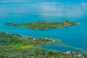 Obraz premium Panorama of islands on Skadar lake in Montenegro