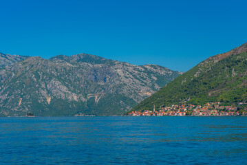 Fototapeta premium Perast town in Montenegro situated at Boka Kotorska bay