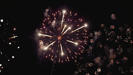 Golden Firework celebrate anniversary independence day night time celebrate national holiday....