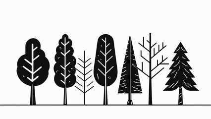 
Flat Design Illustration: Tree Vector Collection on White Background
