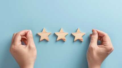 Customers provide five-star reviews, reflecting high satisfaction levels and positive experiences with services, emphasizing the significance of client feedback - obrazy, fototapety, plakaty