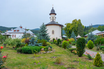 Fototapeta na wymiar Varatec monastery during a cloudy day in Romania