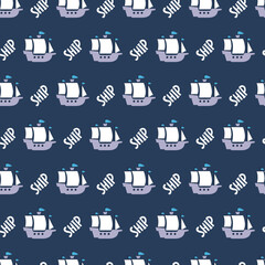 High Seas Adventure Sailing Ship Montage Pattern