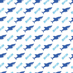 Fototapeta premium Beware Blue Shark Hunters of the Deep Pattern