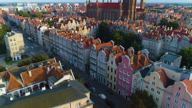Szeroka Street Old Town Gdansk Stare Miasto Aerial View Poland
