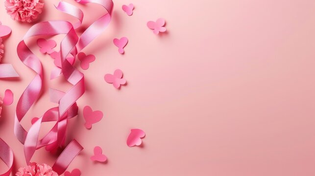 Elegant pink ribbon shaped flower decoration AI generated image
