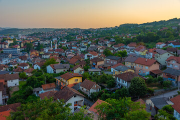 Obraz premium Sunset panorama of Bosnian town Doboj