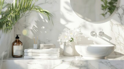 Fototapeta na wymiar White sink background with modern bathroom interior