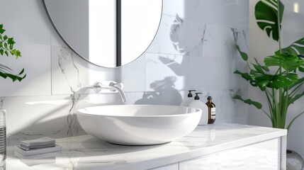 White sink background with modern bathroom interior