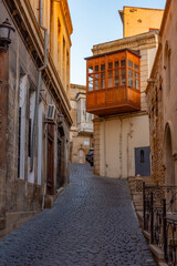 Sunrise view of a historical street in Baku, Azerbaijan