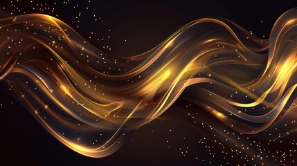 AI generates digital gold color abstract waves