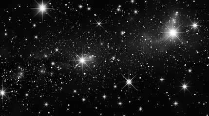 Fototapeta na wymiar Starry Night Sky with Stars Brightly Shining, Illuminating the Cosmos in a Winter Holiday Scene