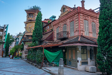 Famous clock tower in Georgian capital Tbilisi