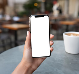 person holding smartphone, outdoor