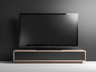 large modern black tv isolated in living room