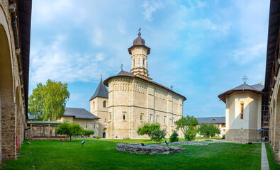 Fototapeta premium Dragomirna Monastery during a sunny day in Romania