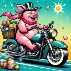 pig with motor Easter Funny animal