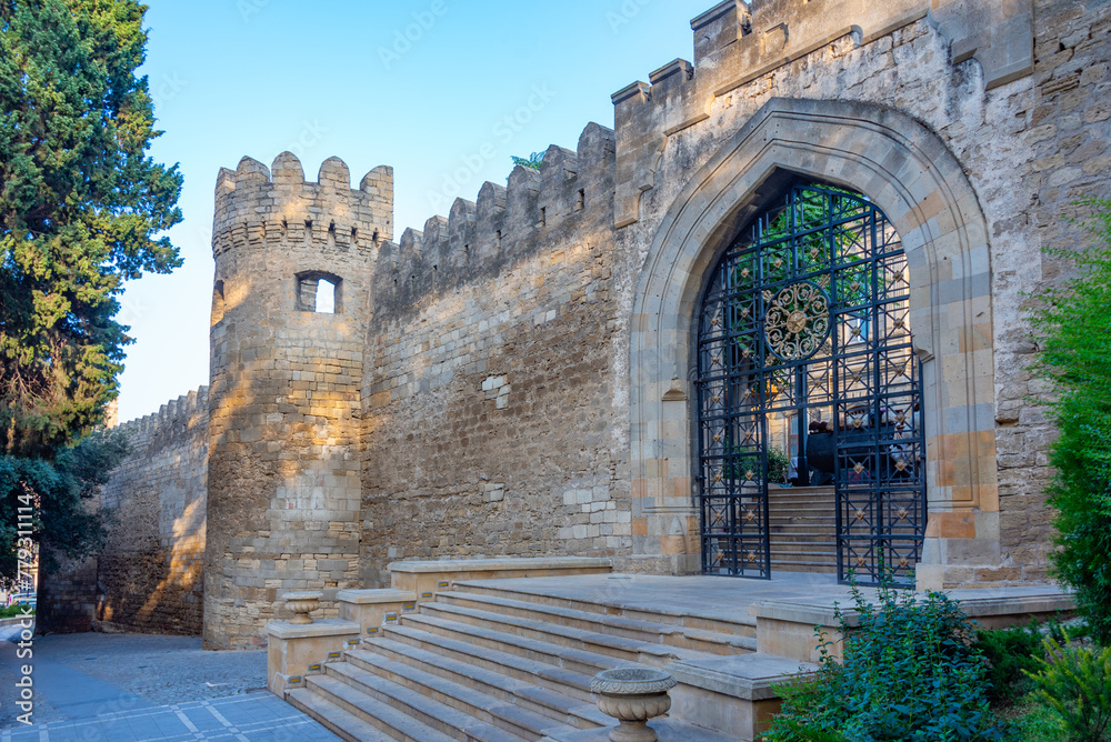 Poster fortification of icherisheher part of baku, azerbaijan