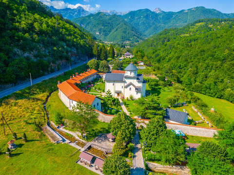 View of Moraca monastery in Montenegro