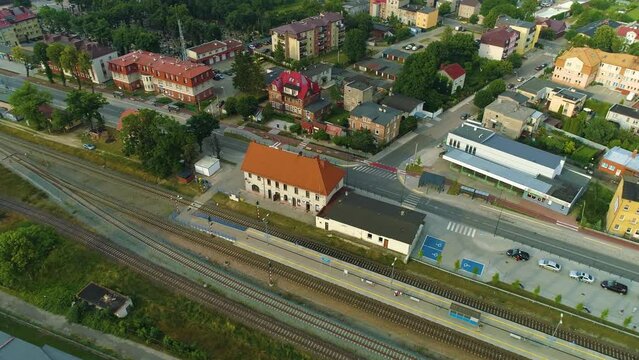 Beautiful Landscape Railway Station Puck Stacja Kolejowa Aerial View Poland