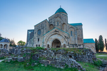 Sunrise view of Bagrati Cathedral in Kutaisi, Georgia