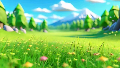 Tuinposter landscape trees grass and blue sky © Ammanuel