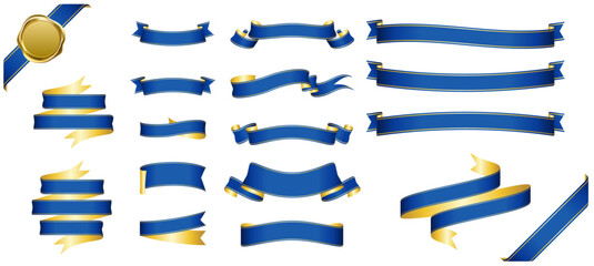 blue ribbon banner design material - obrazy, fototapety, plakaty