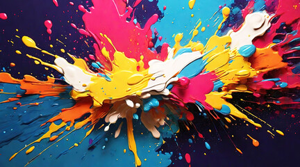 Colorful vibrant paint splashes 3d texture 