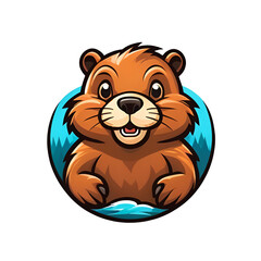 Cartoon otter mascot or animal character head illustration