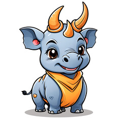 Cartoon cute baby rhino sitting for t-shirt and sticker